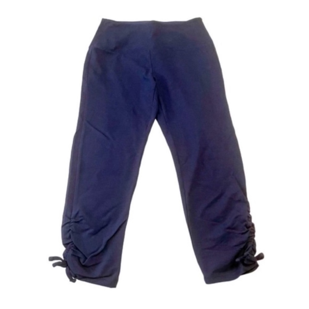 Sunday Cropped Athletic Pants Lace-up Hem Leggings Navy Blue Size S